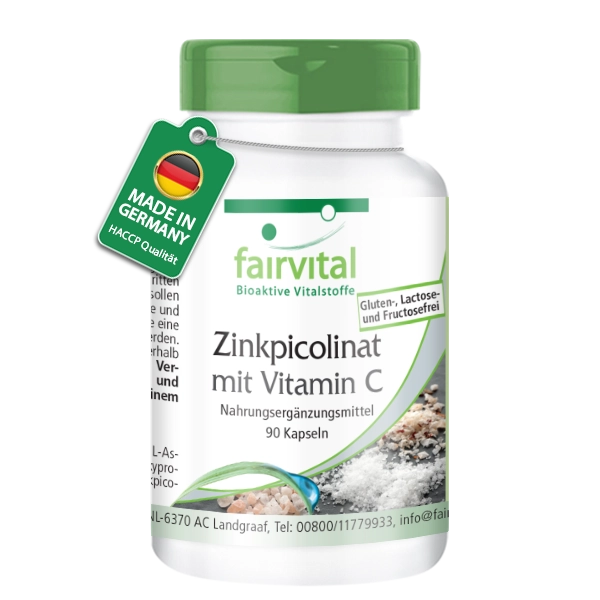 Zinkpicolinat mit Vitamin C - 90 Kapseln - Schluckfreundlich | Fairvital